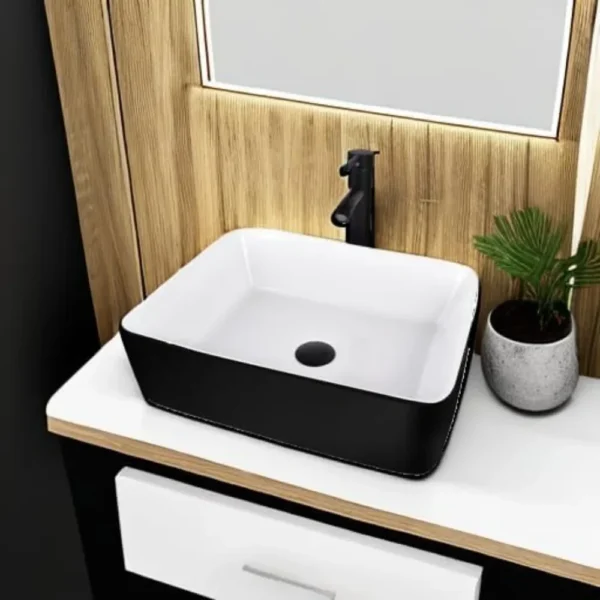 Modern Black Wall Mounted Bathroom Vanity with 1-Door and 1-Drawer, Modern Floating Bathroom Cabinet with - Image 5