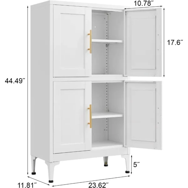 Bathroom Storage Cabinet,4 Doors Bathroom Floor Cabinet for Bathroom,Laundry Room Cabinets with 4 Doors,White - Image 2