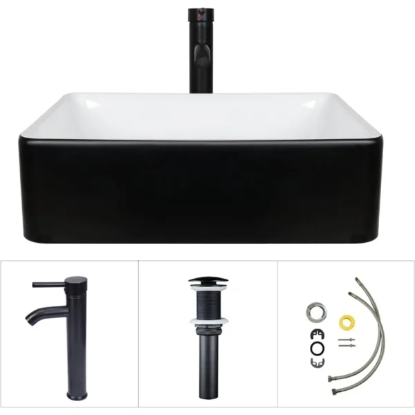 Modern Black Wall Mounted Bathroom Vanity with 1-Door and 1-Drawer, Modern Floating Bathroom Cabinet with - Image 6