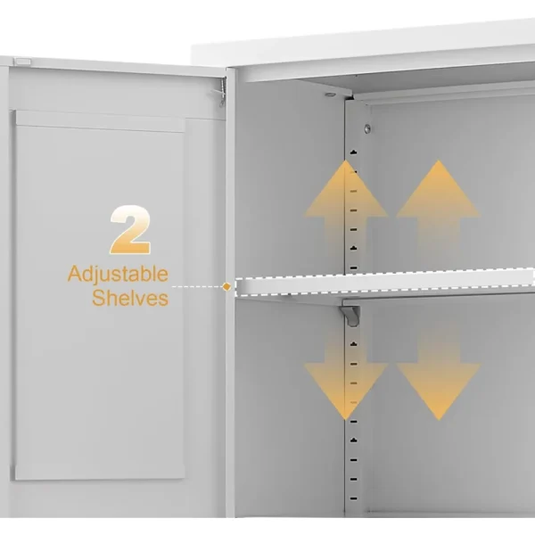 Bathroom Storage Cabinet,4 Doors Bathroom Floor Cabinet for Bathroom,Laundry Room Cabinets with 4 Doors,White - Image 5